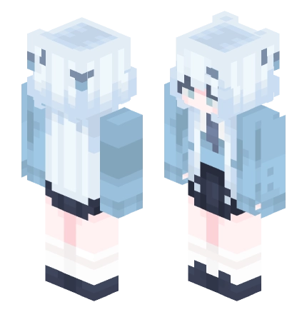 蓝衣白毛女孩 —— Minecraft Alex皮肤预览图