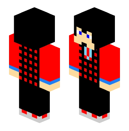 红衣黑发格子衫男 —— Minecraft Steve皮肤预览图